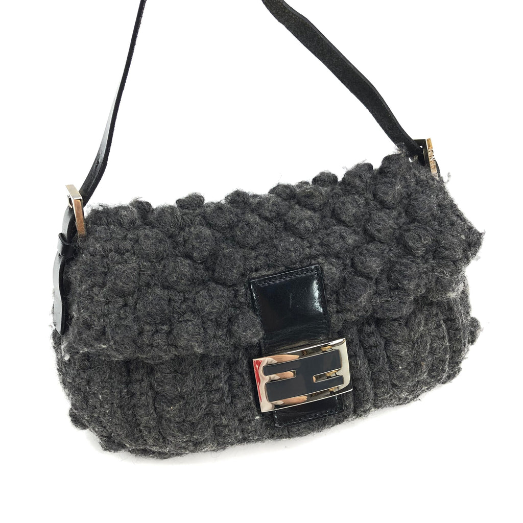 FENDI CASHMERE WOOL BAGUETTE SHOULDER BAG