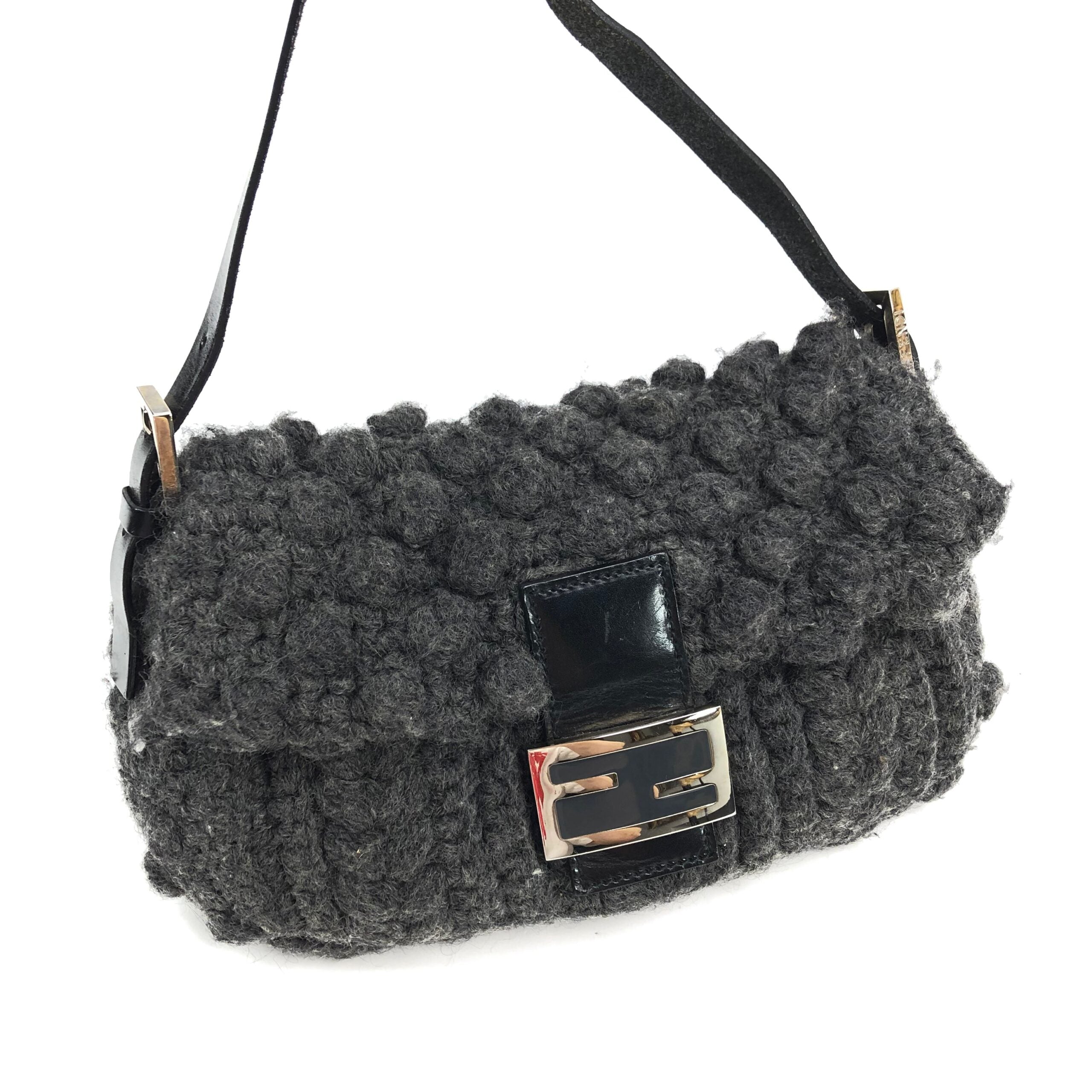 FENDI CASHMERE WOOL BAGUETTE SHOULDER BAG