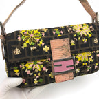 FENDI ZUCCA BEADED BAGUETTE BAG WITH EXOTIC LIZARD DETAILING