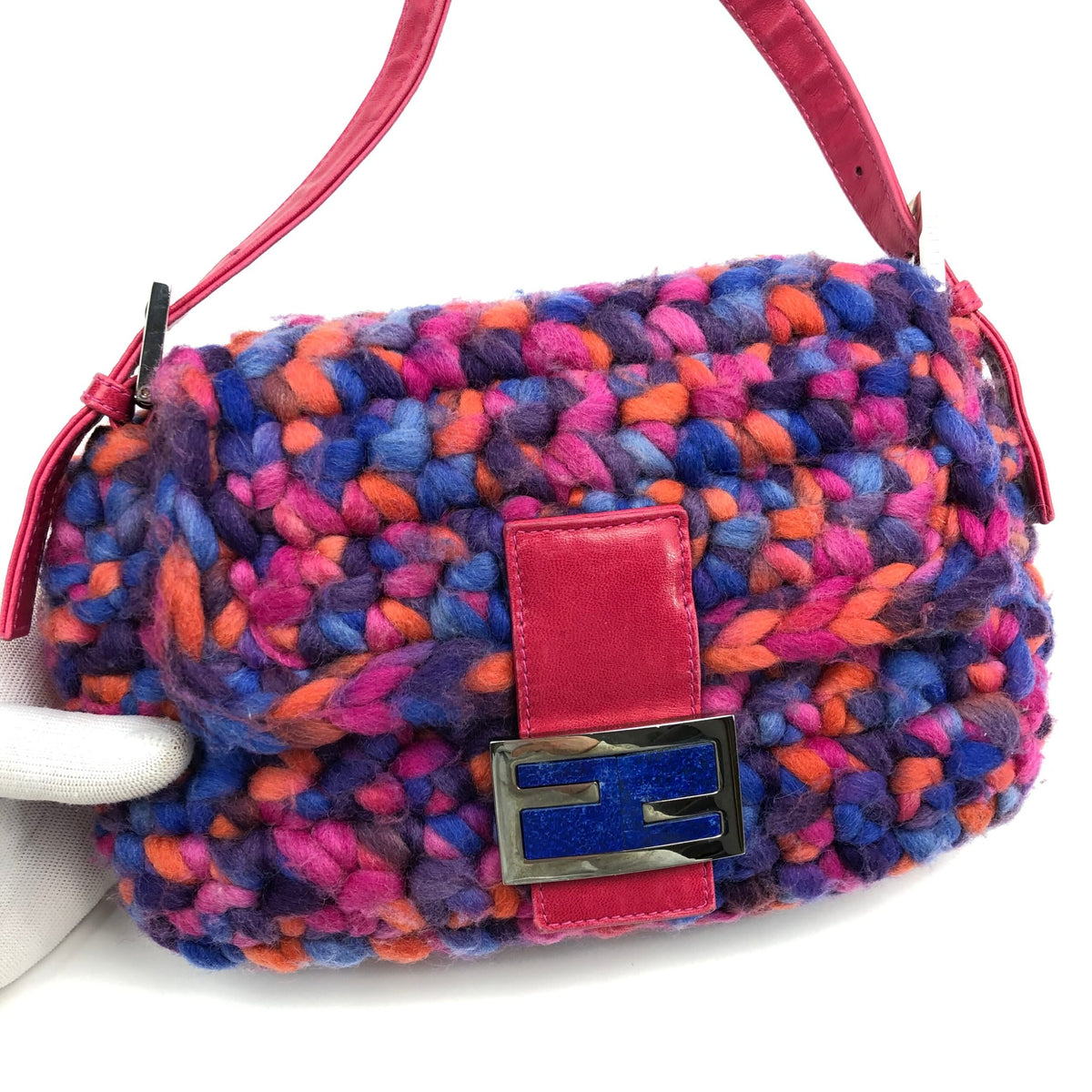 FENDI CROCHET BAGUETTE SHOULDER BAG