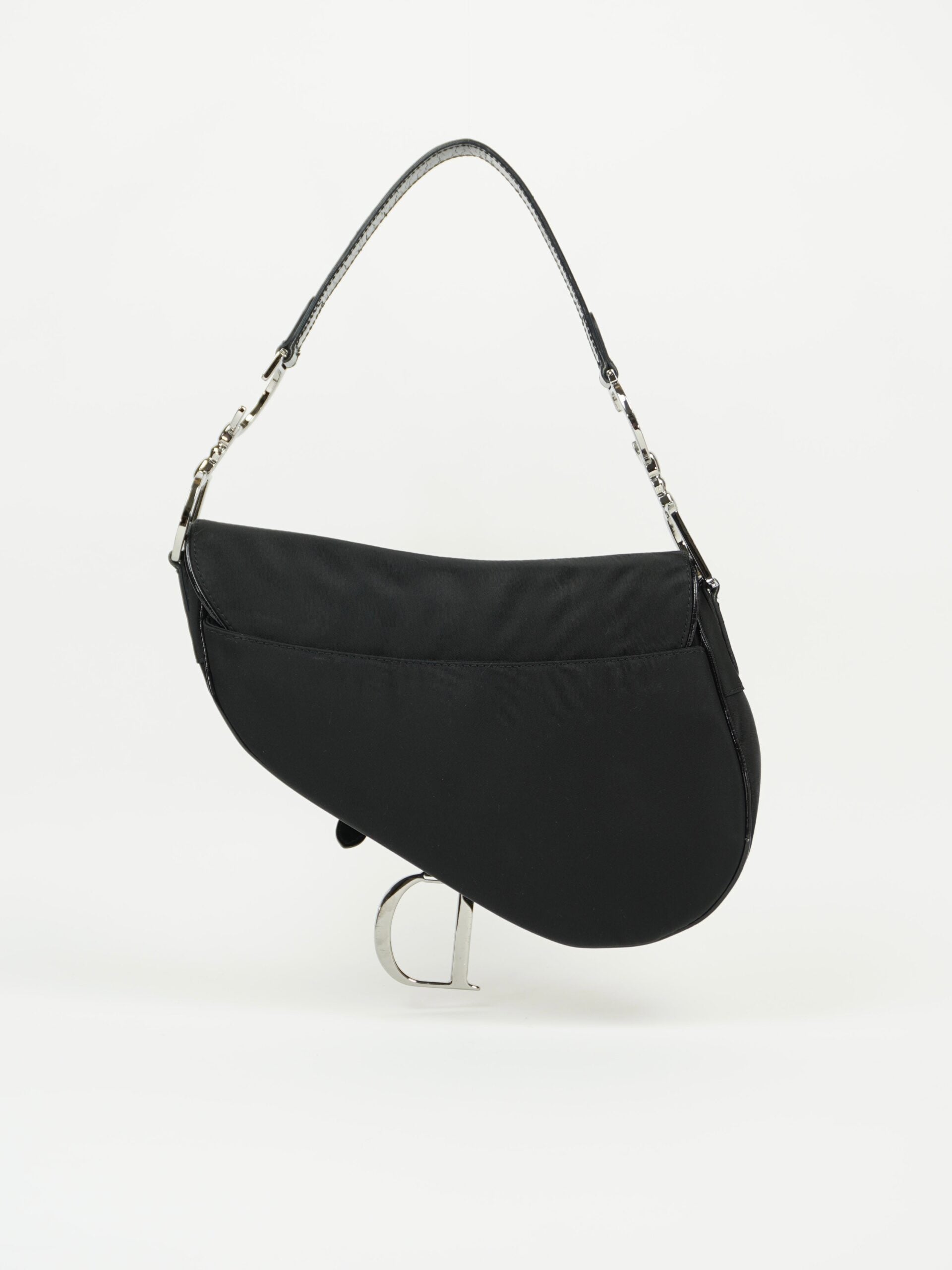 CHRISTIAN DIOR BLACK NYLON SADDLE BAG