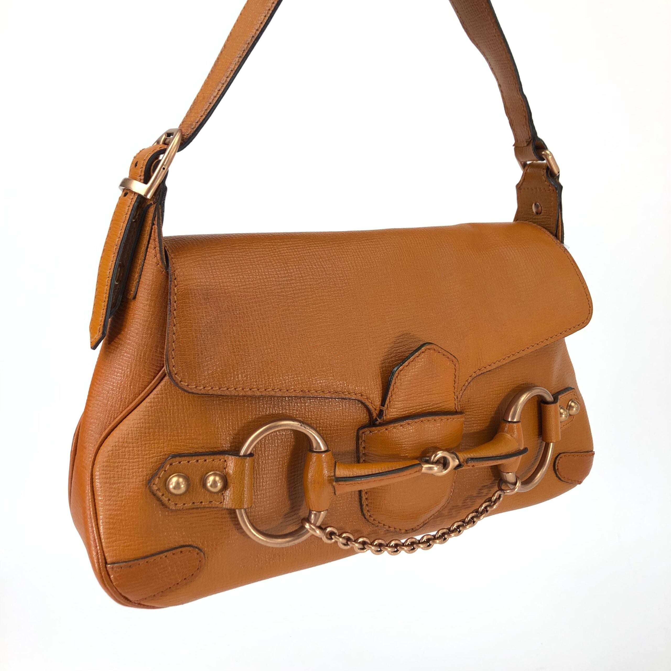 GUCCI HORSEBIT CHAIN LEATHER SHOULDER BAG