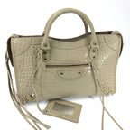 BALENCIAGA CROCODILE EMBOSSED LEATHER CITY BAG