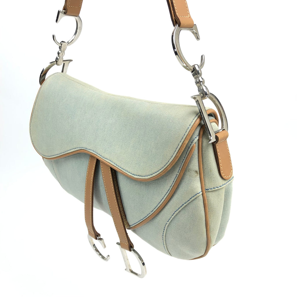 CHRISTIAN DIOR DENIM DOUBLE SADDLE BAG