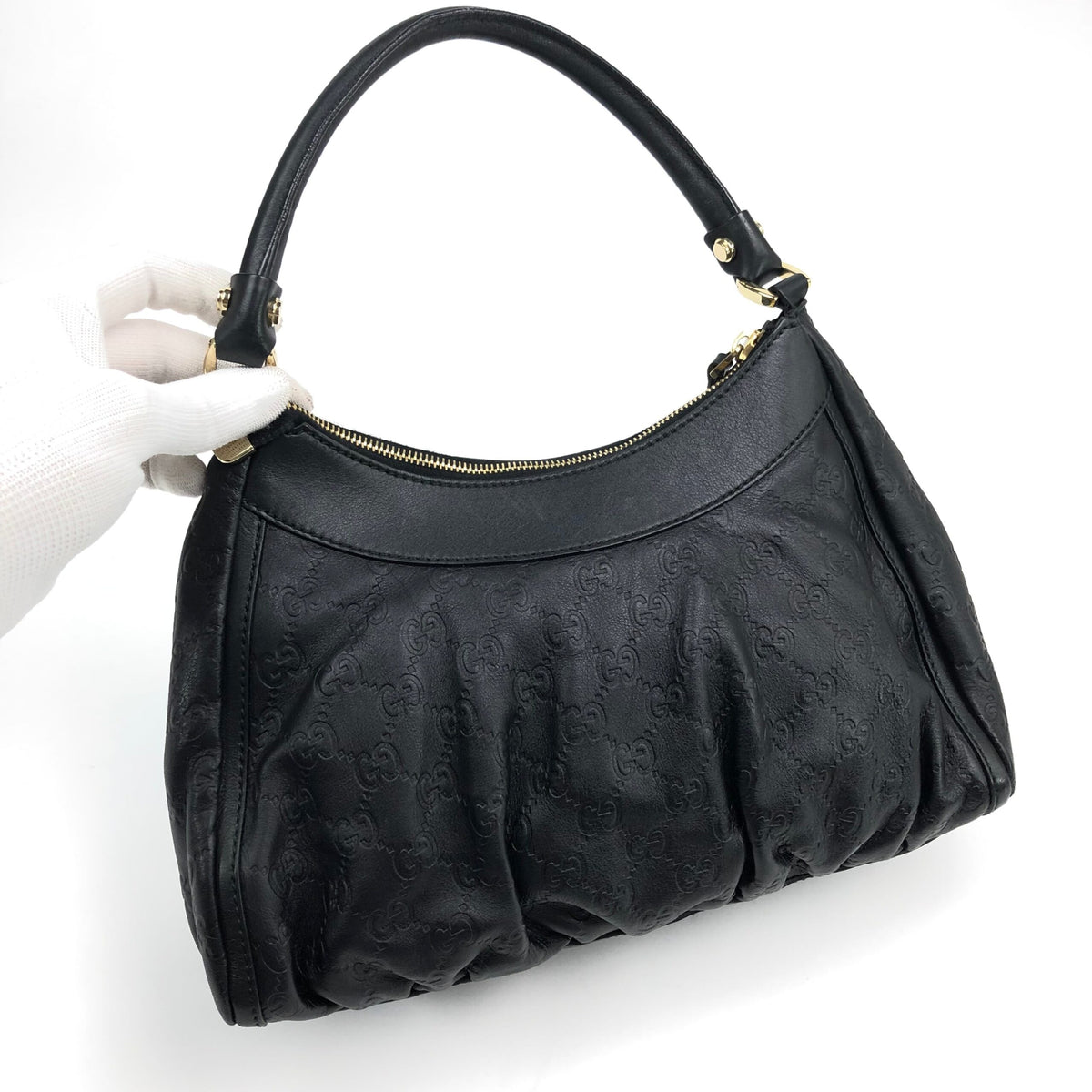 GUCCI MONOGRAM ABBEY LEATHER SHOULDER BAG