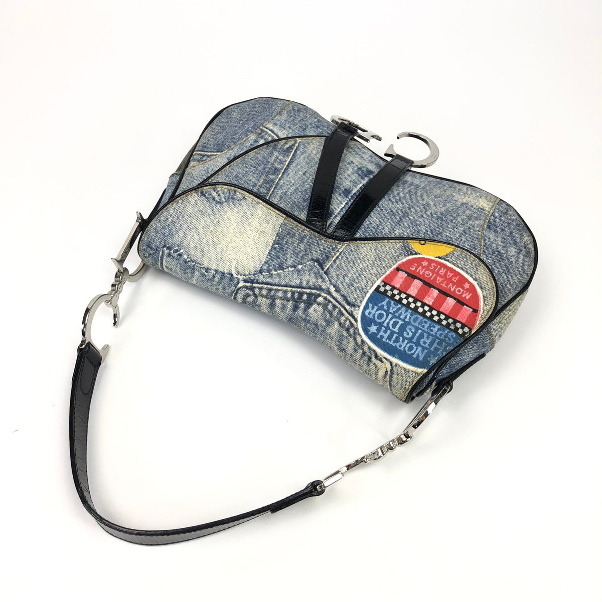 CHRISTIAN DIOR DENIM DOUBLE SADDLE BAG