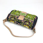 FENDI BEADED DENIM BAGUETTE WITH SNAKESKIN DETAILING