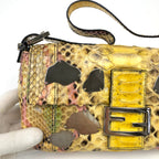 FENDI MULTI COLOUR PYTHON SNAKESKIN BAGUETTE BAG WITH MIRROR DETAILING