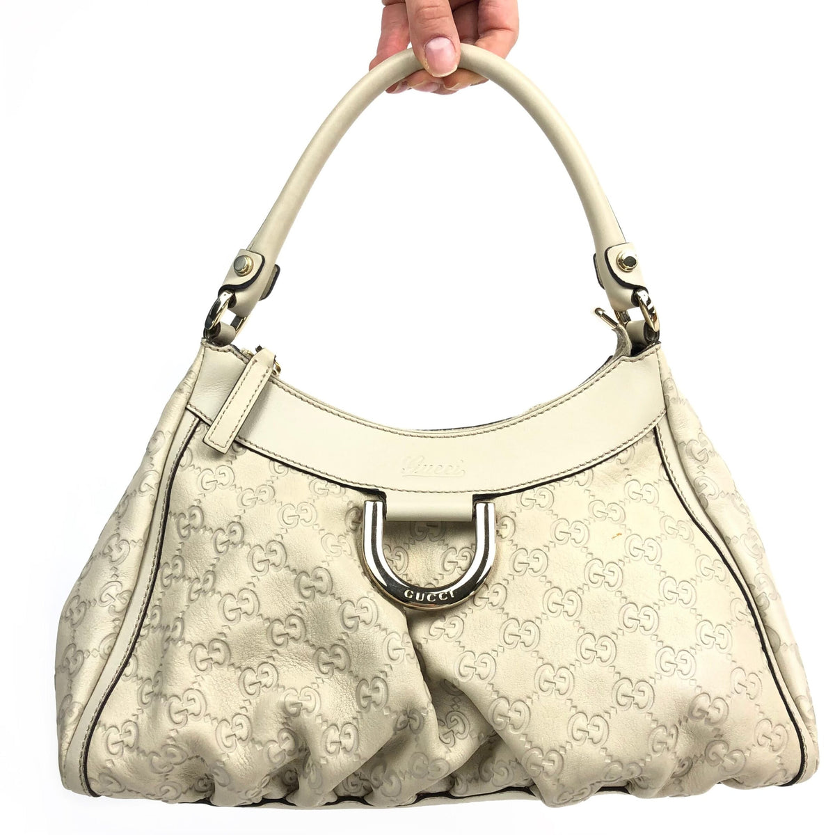 GUCCI ABBEY MONOGRAM LEATHER SHOULDER BAG