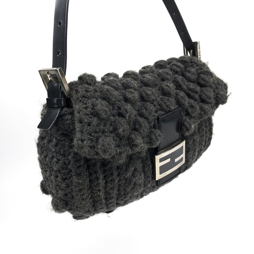 FENDI CASHMERE WOOL BAGUETTE SHOULDER BAG
