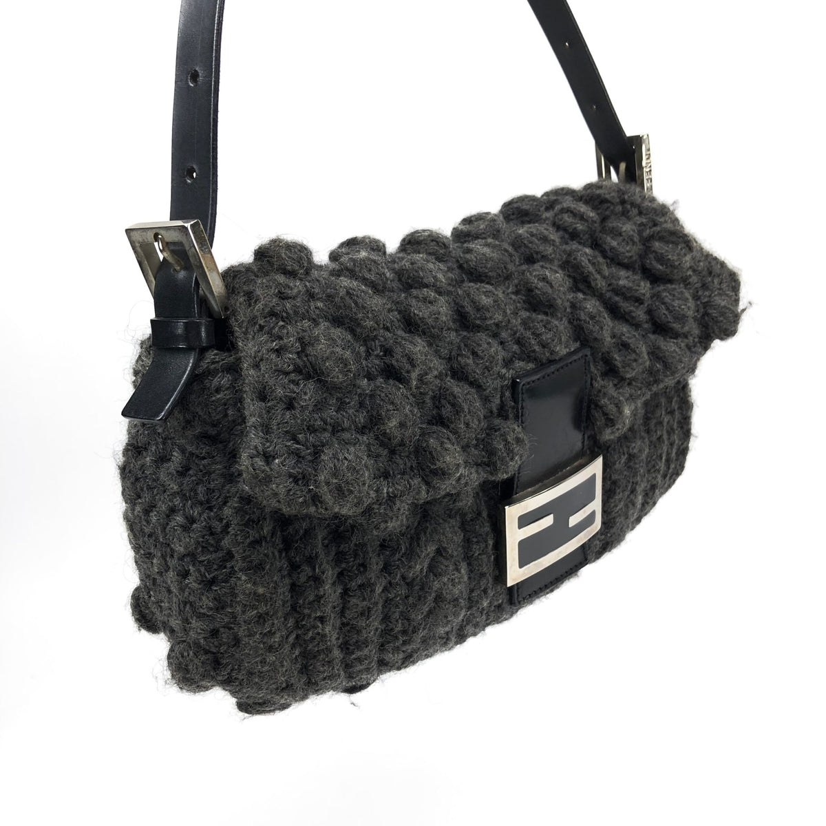 FENDI CASHMERE WOOL BAGUETTE SHOULDER BAG