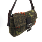FENDI ZUCCA CASHMERE WOOL BAGUETTE SHOULDER BAG