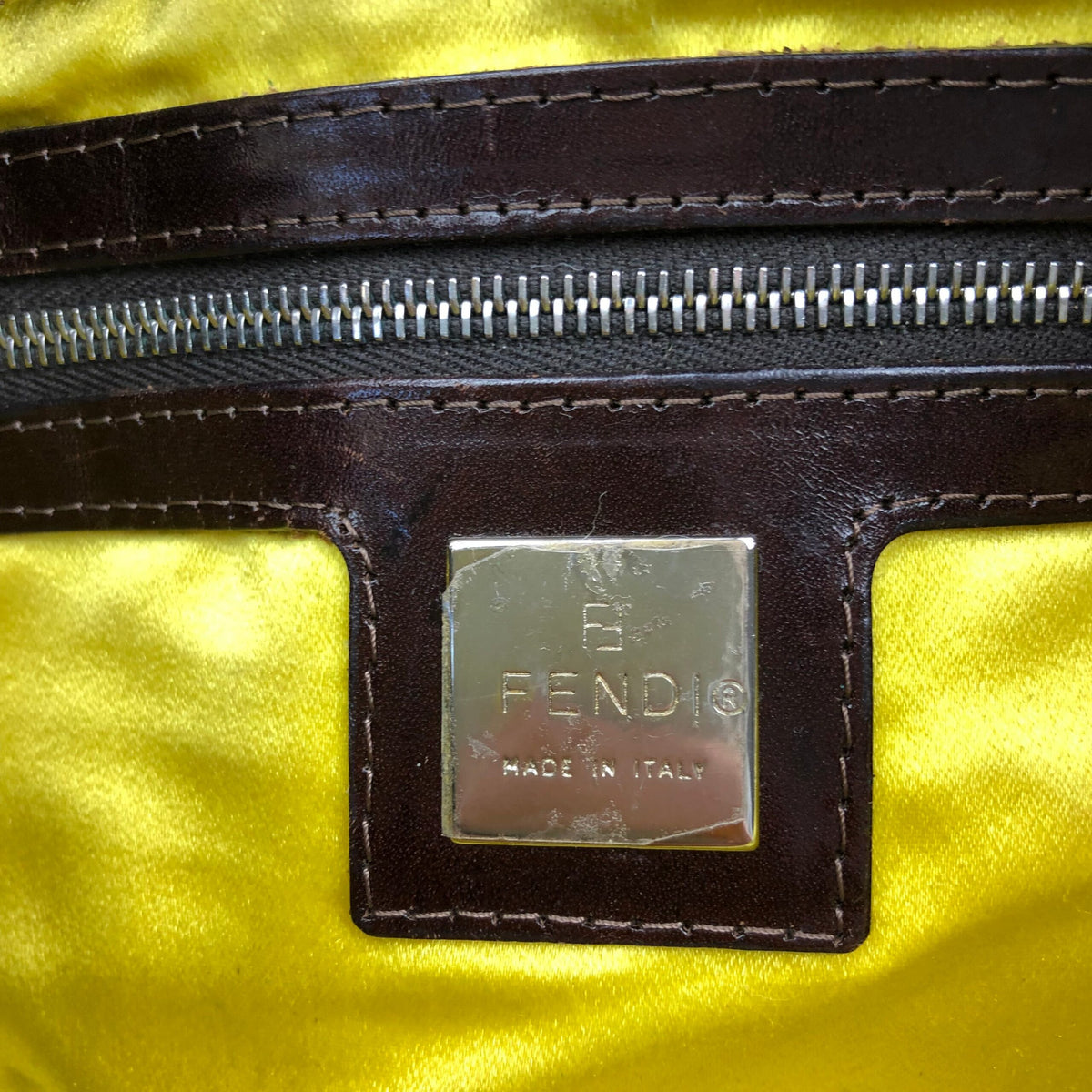 FENDI DENIM BEADED BAGUETTE BAG
