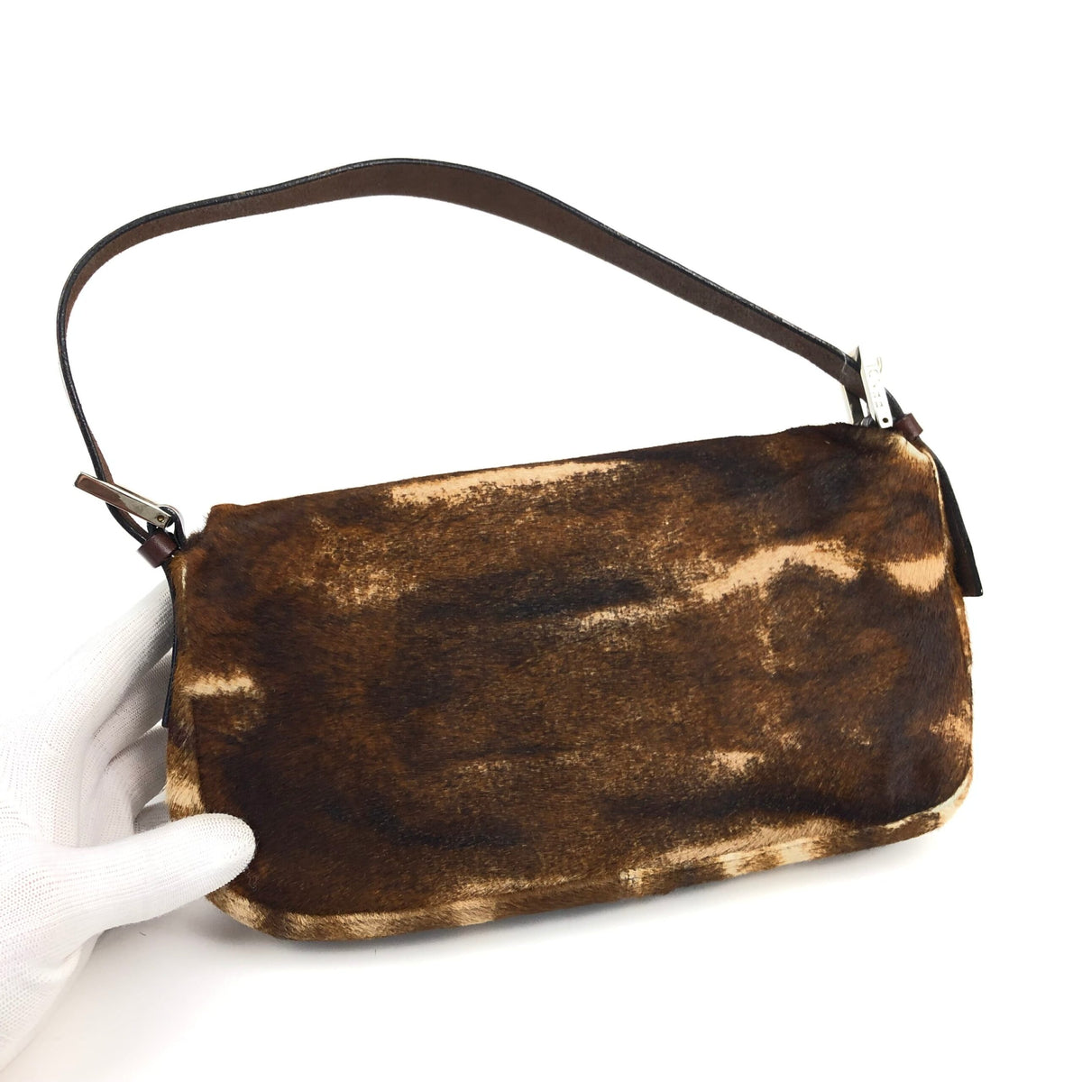 FENDI CALF HAIR BAGUETTE BAG