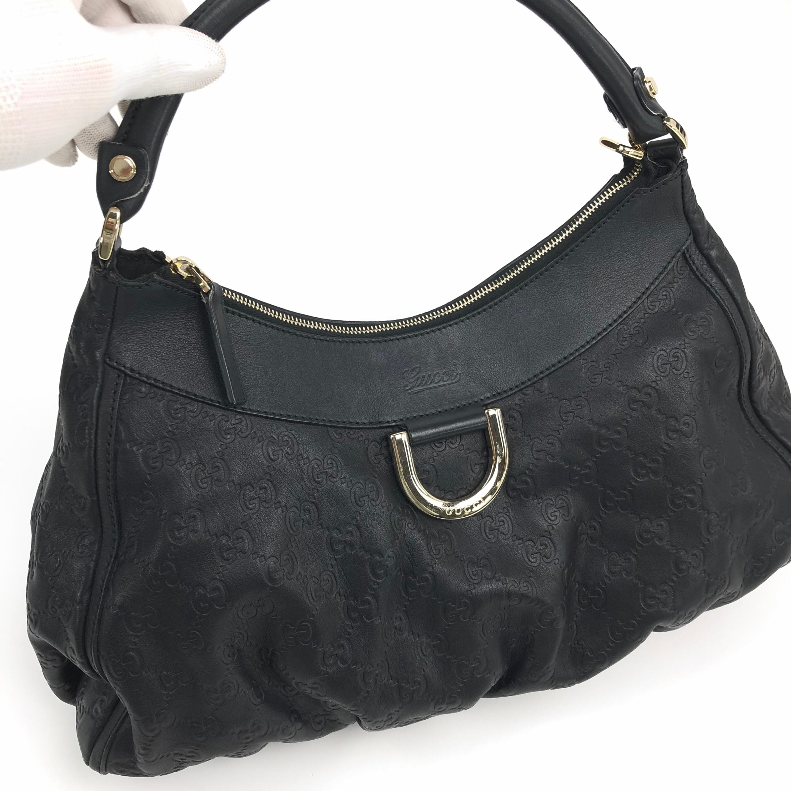 GUCCI MONOGRAM LEATHER ABBEY BAG