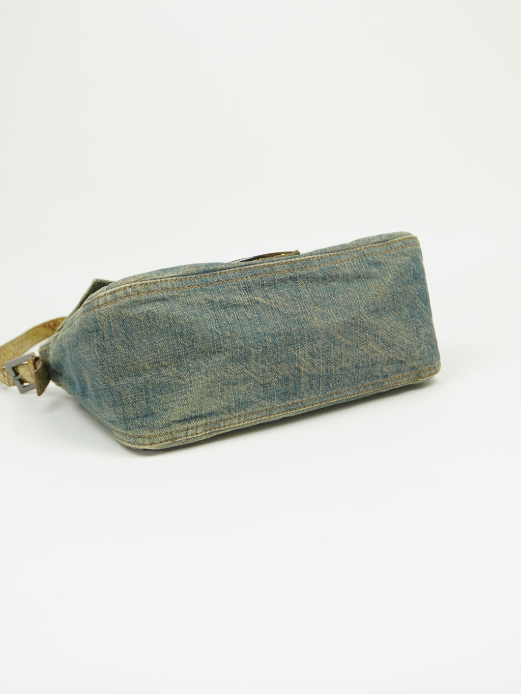 FENDI MAMA DENIM BAGUETTE WITH LIZARD TRIM