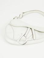 CHRISTIAN DIOR WHITE LEATHER SADDLE BAG