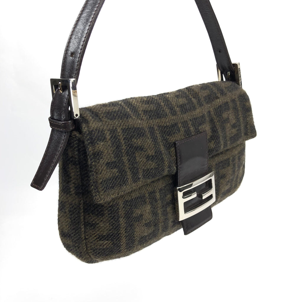 FENDI CASHMERE WOOL BAGUETTE SHOULDER BAG