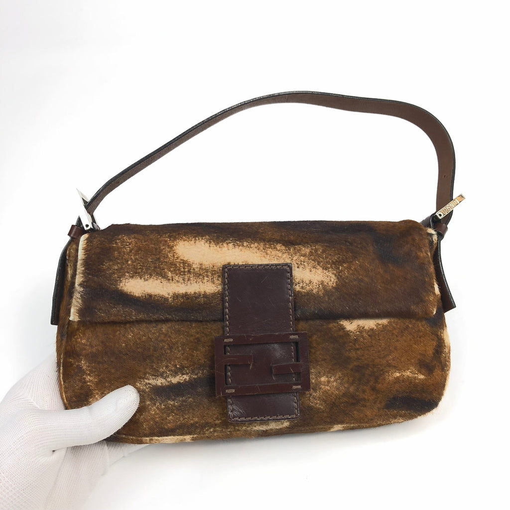 FENDI CALF HAIR BAGUETTE BAG