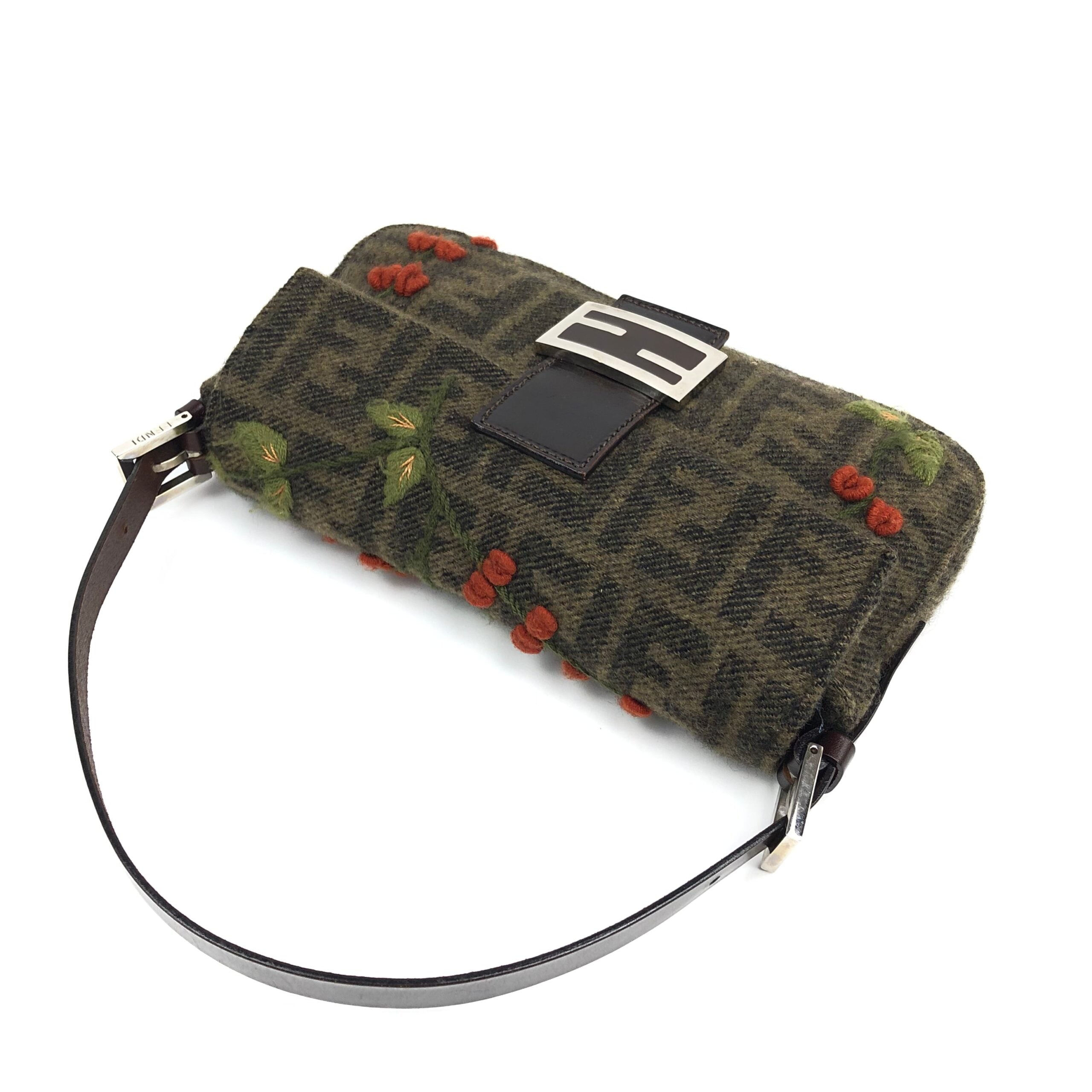 FENDI CASHMERE WOOL BAGUETTE SHOULDER BAG