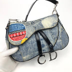 CHRISTIAN DIOR DENIM DOUBLE SADDLE BAG