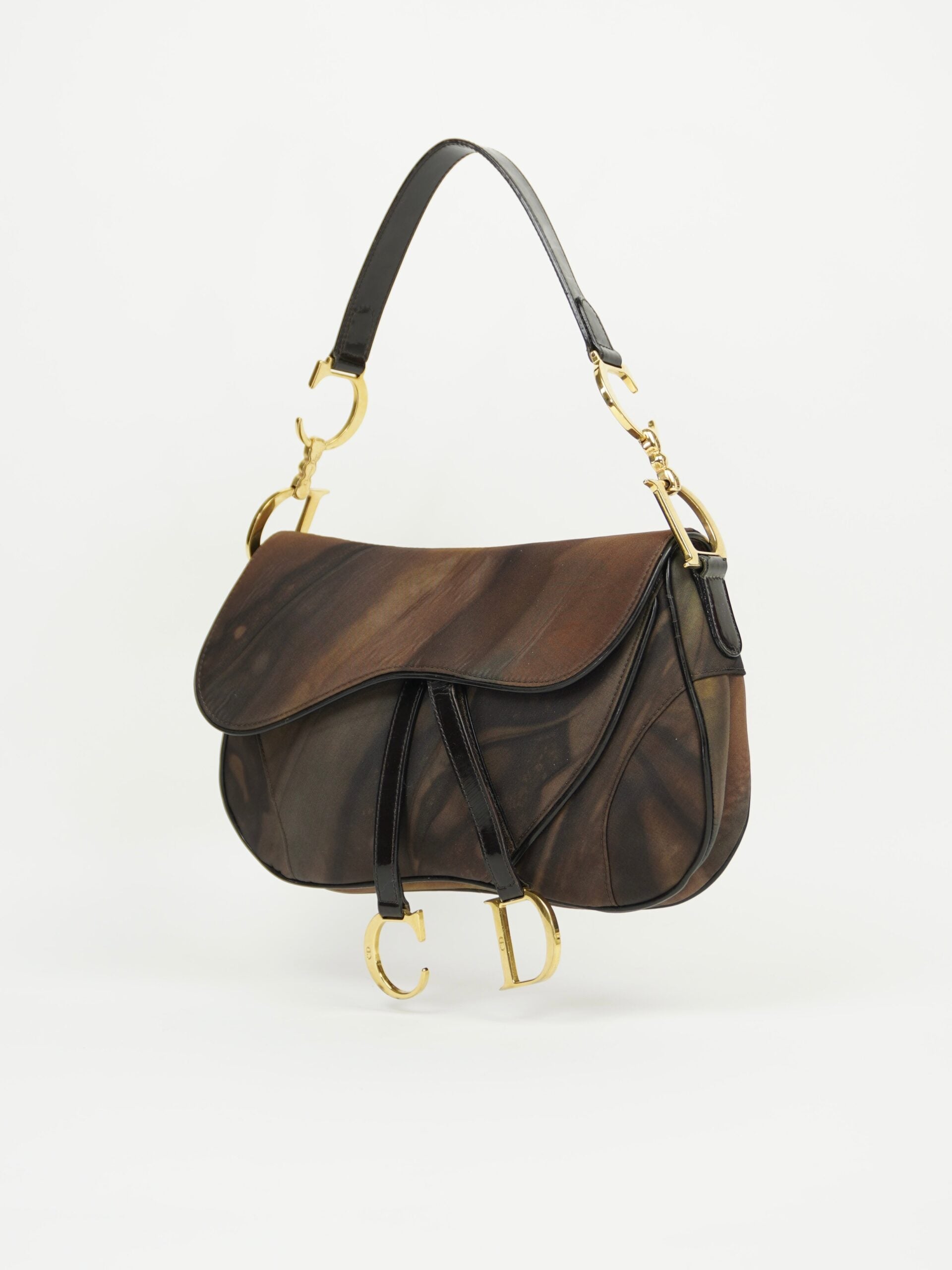 CHRISTIAN DIOR WATER COLOUR DOUBLE SADDLE BAG