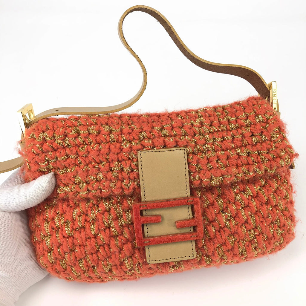 FENDI CROCHET BAGUETTE SHOULDER BAG