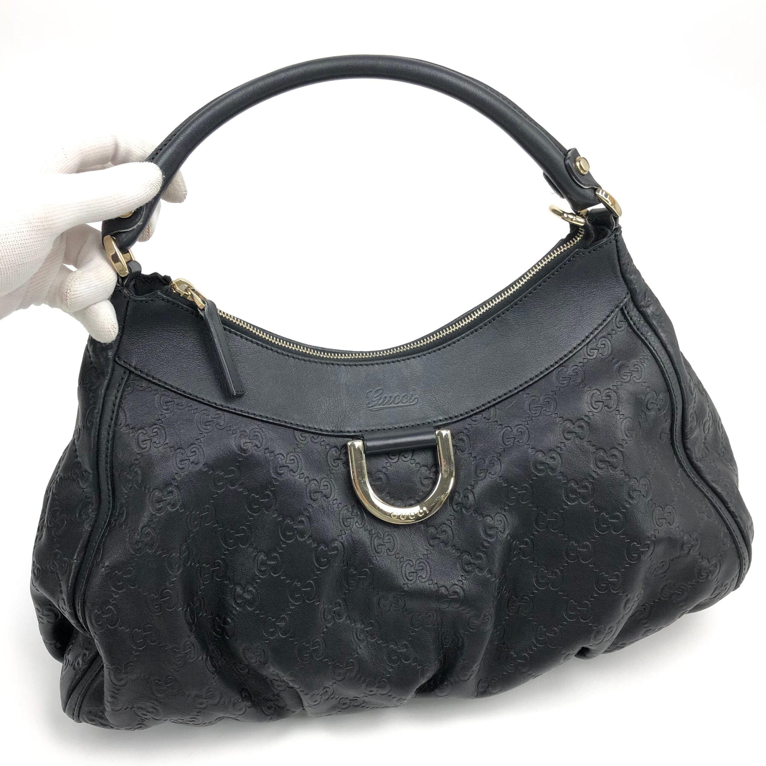 GUCCI MONOGRAM LEATHER ABBEY BAG