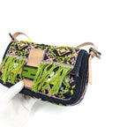 FENDI BEADED DENIM BAGUETTE WITH SNAKESKIN DETAILING