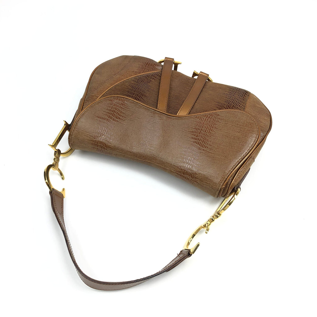 CHRISTIAN DIOR LIZARD DOUBLE SADDLE BAG