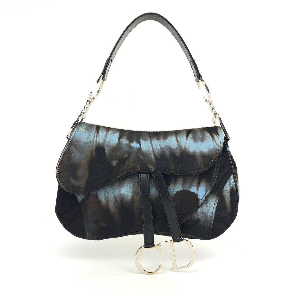 CHRISTIAN DIOR PONY HAIR DOUBLE SADDLE BAG