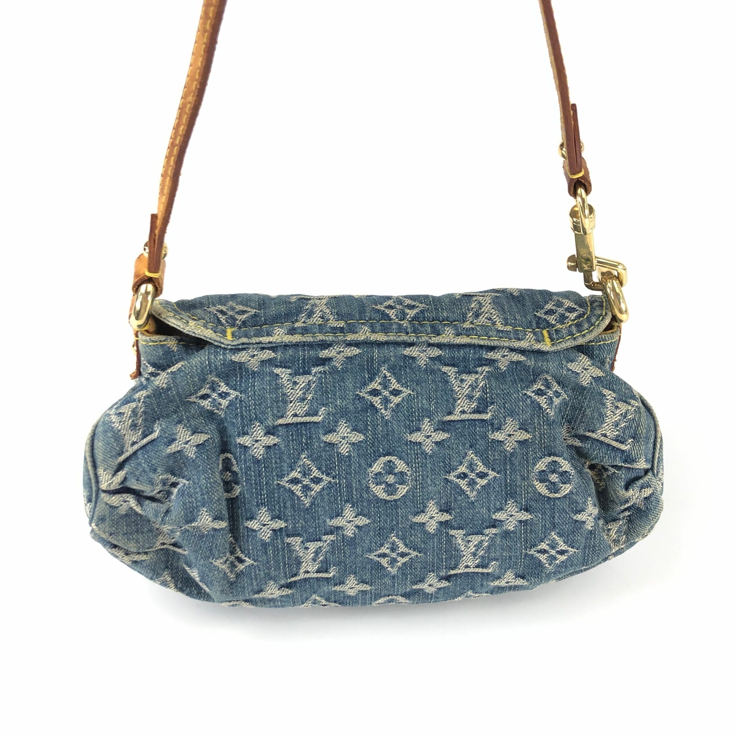 LOUIS VUITTON PLEATY DENIM SHOULDER BAG