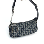 CHRISTIAN DIOR MONOGRAM SHOULDER BAG WITH SILVER DETAILING