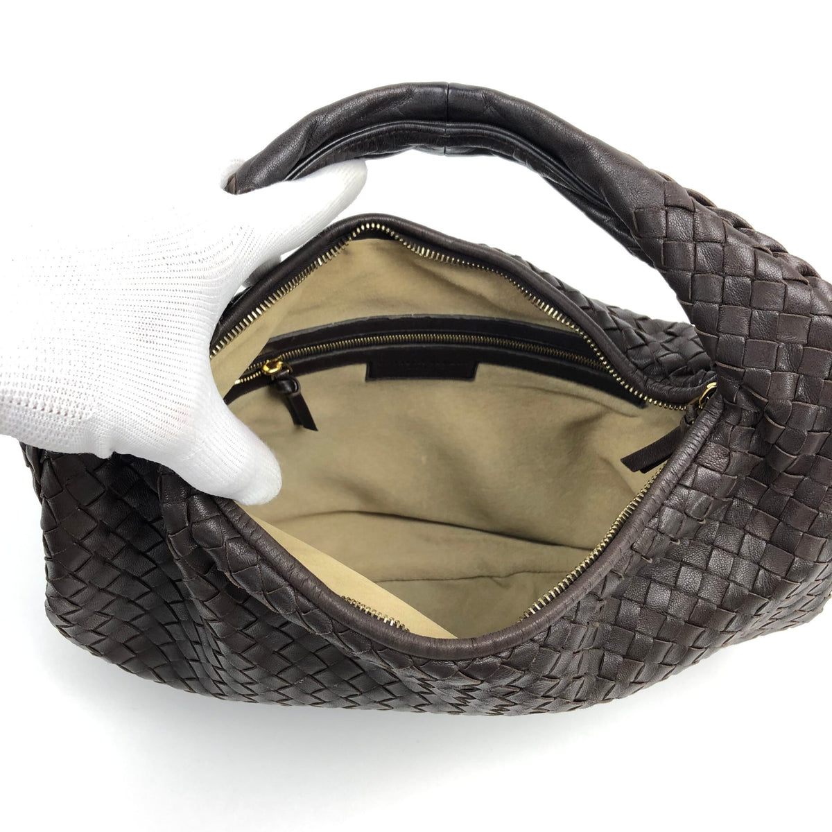 BOTTEGA VENETA BROWN INTRECCIATO SHOULDER BAG