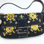 FENDI BEADED DENIM BAGUETTE