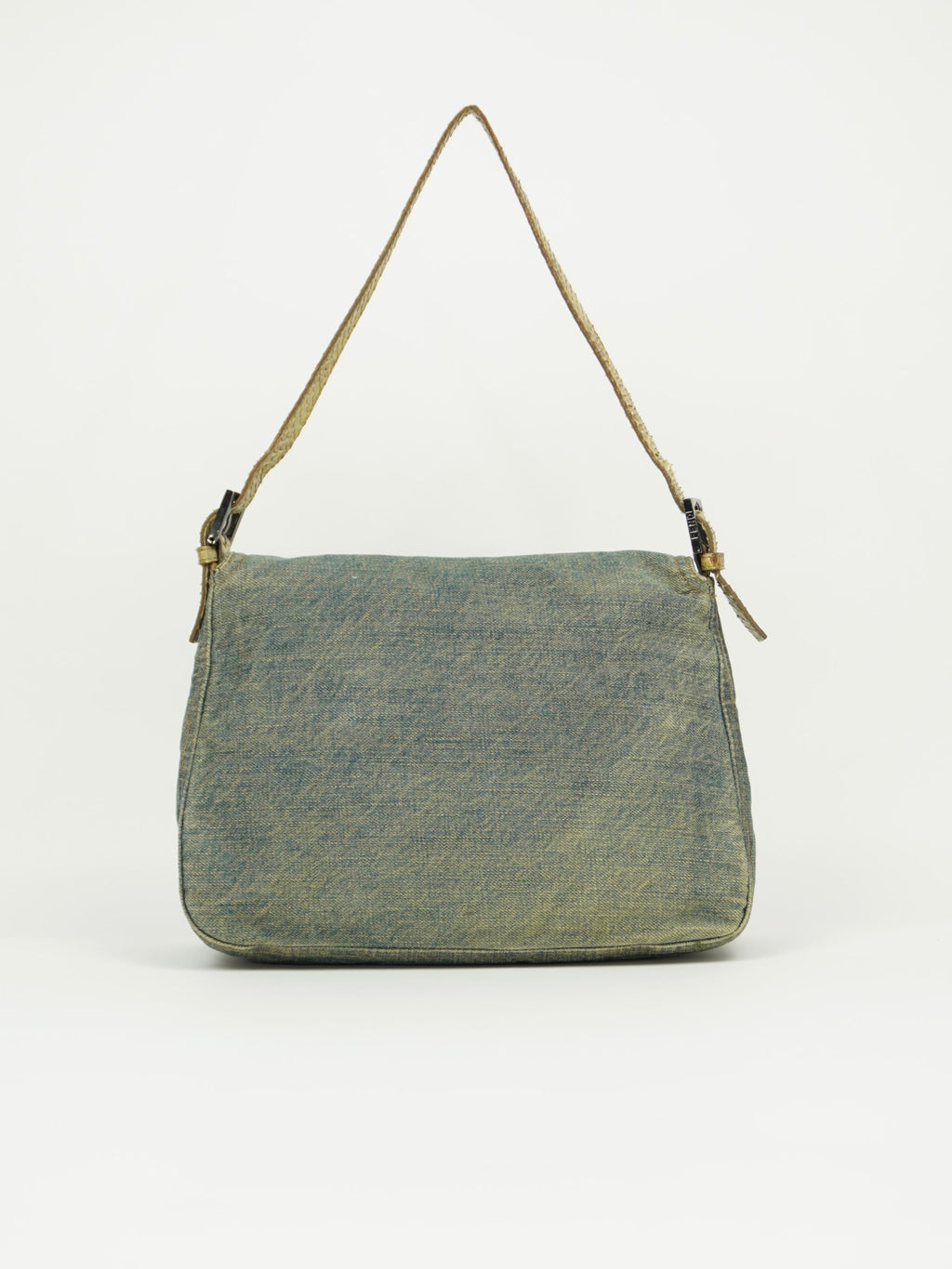 FENDI MAMA DENIM BAGUETTE WITH LIZARD TRIM