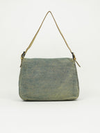 FENDI MAMA DENIM BAGUETTE WITH LIZARD TRIM