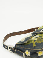 FENDI DENIM BAGUETTE WITH FLOWER DETAILING