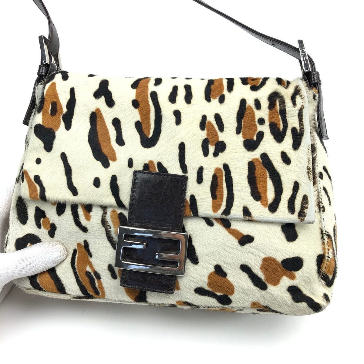 FENDI CALF HAIR MAMA BAGUETTE BAG