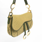 CHRISTIAN DIOR OSTRICH LEATHER DOUBLE SADDLE BAG