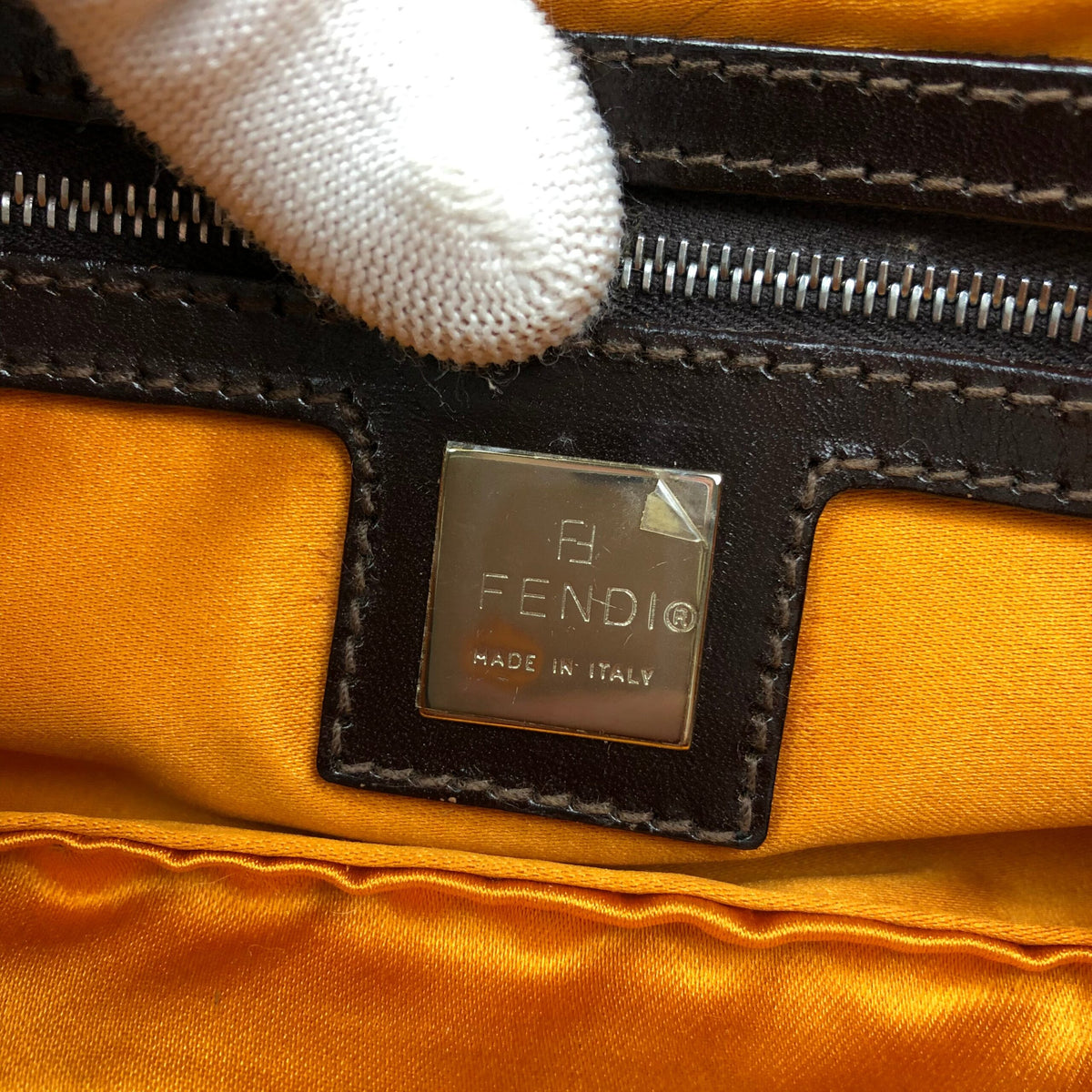 FENDI ZUCCA CASHMERE WOOL BAGUETTE SHOULDER BAG