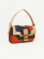 FENDI CALF HAIR PATCHWORK BAGUETTE BAG