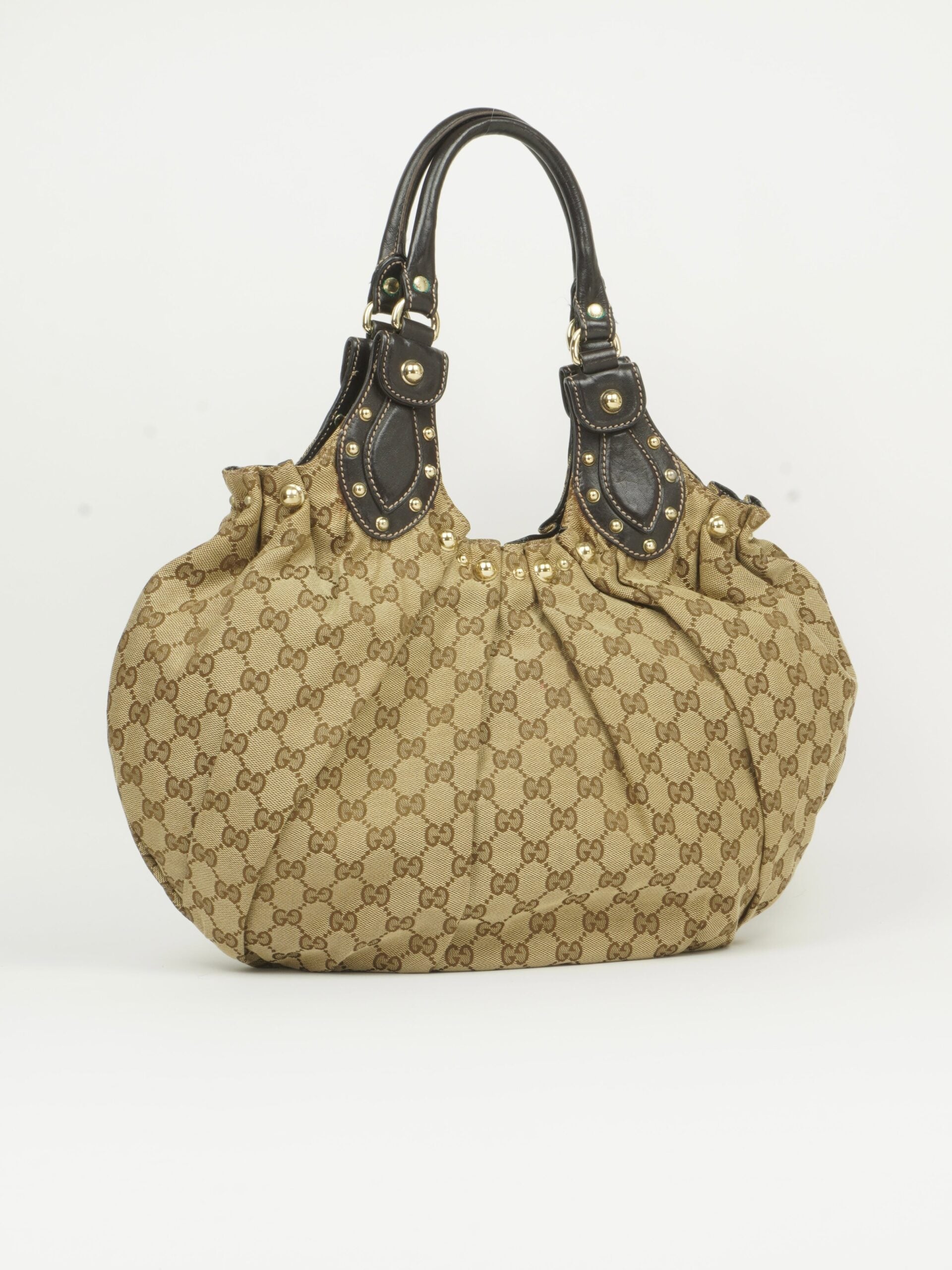 GUCCI MONOGRAM STUDDED PELHAM BAG