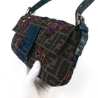 FENDI ZUCCA BEADED BAGUETTE BAG