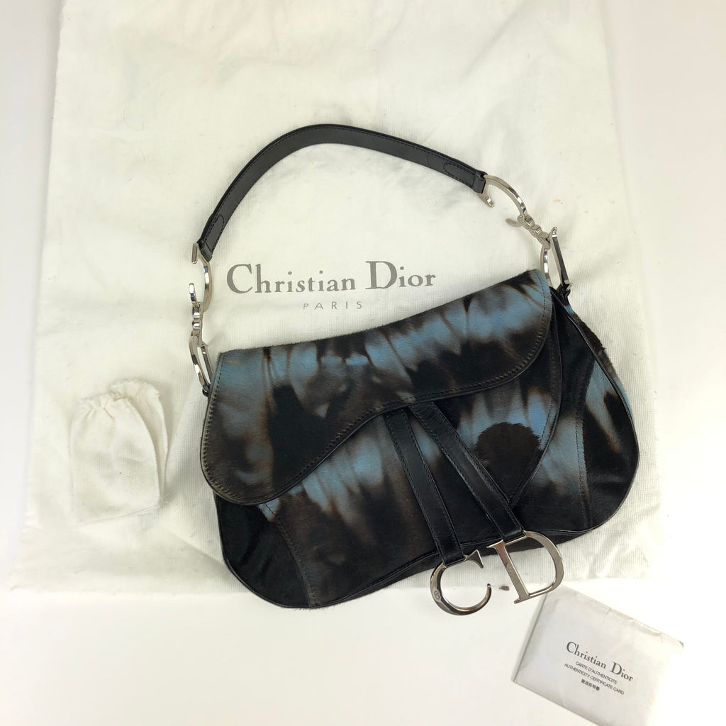 CHRISTIAN DIOR PONY HAIR DOUBLE SADDLE BAG