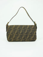 FENDI LEOPARD CALF HAIR ZUCCA BAGUETTE WITH EXOTIC LIZARD DETAILING