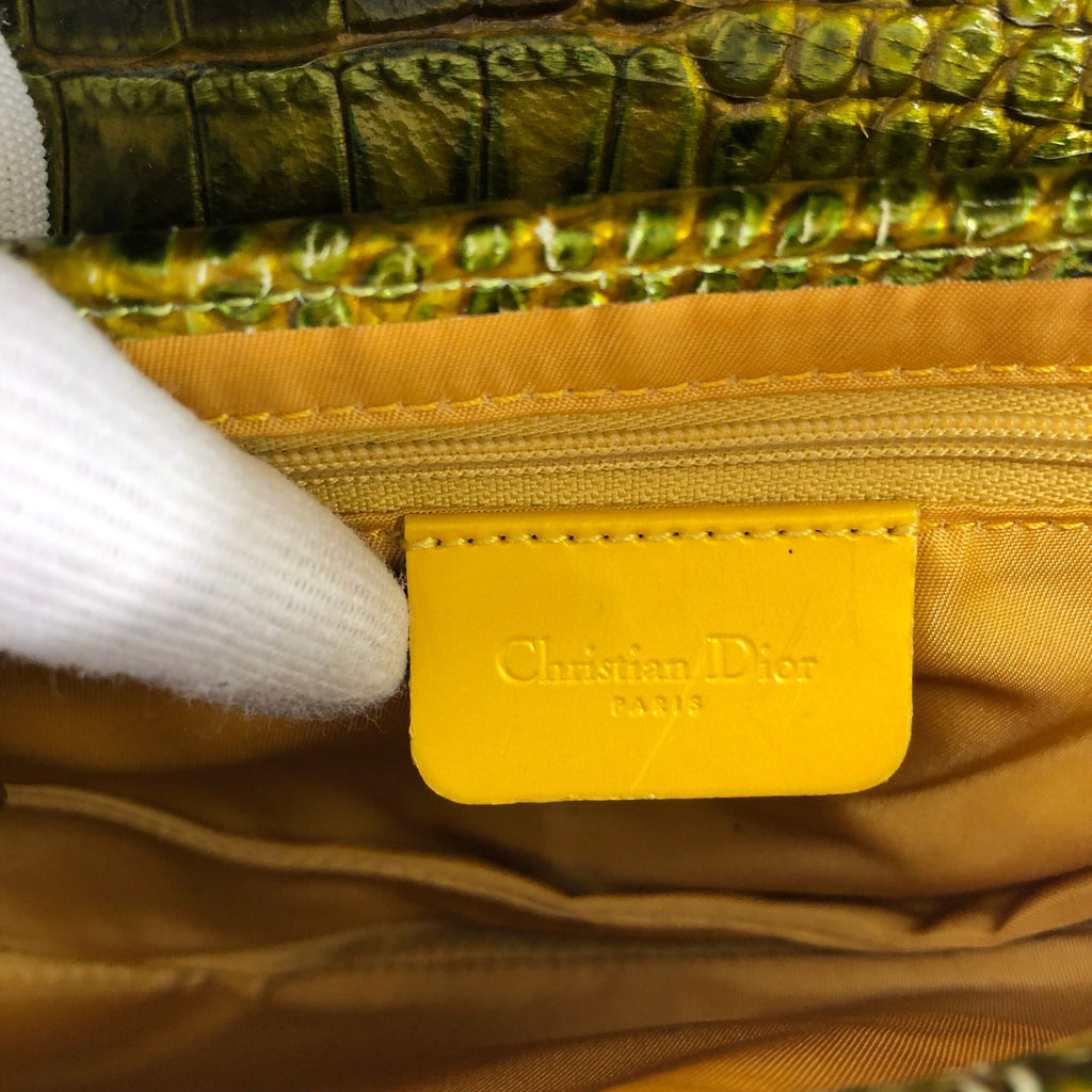 CHRISTIAN DIOR CROCODILE EMBOSSED LEATHER SADDLE BAG