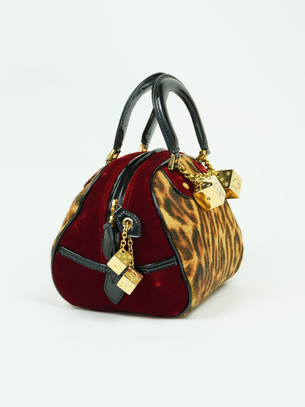 CHRISTIAN DIOR GAMBLER DICE LEOPARD BOWLER BAG