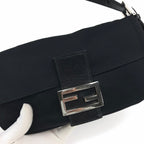 FENDI JERSEY BAGUETTE SHOULDER BAG IN BLACK