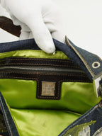 FENDI DENIM BAGUETTE WITH FLOWER DETAILING